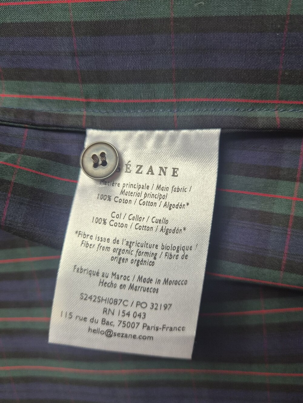 *NWT* [Sezane X MDLO] Gema Shirt in Morley Checks, Size 38/6, Maria De La Orden - Picture 13 of 16